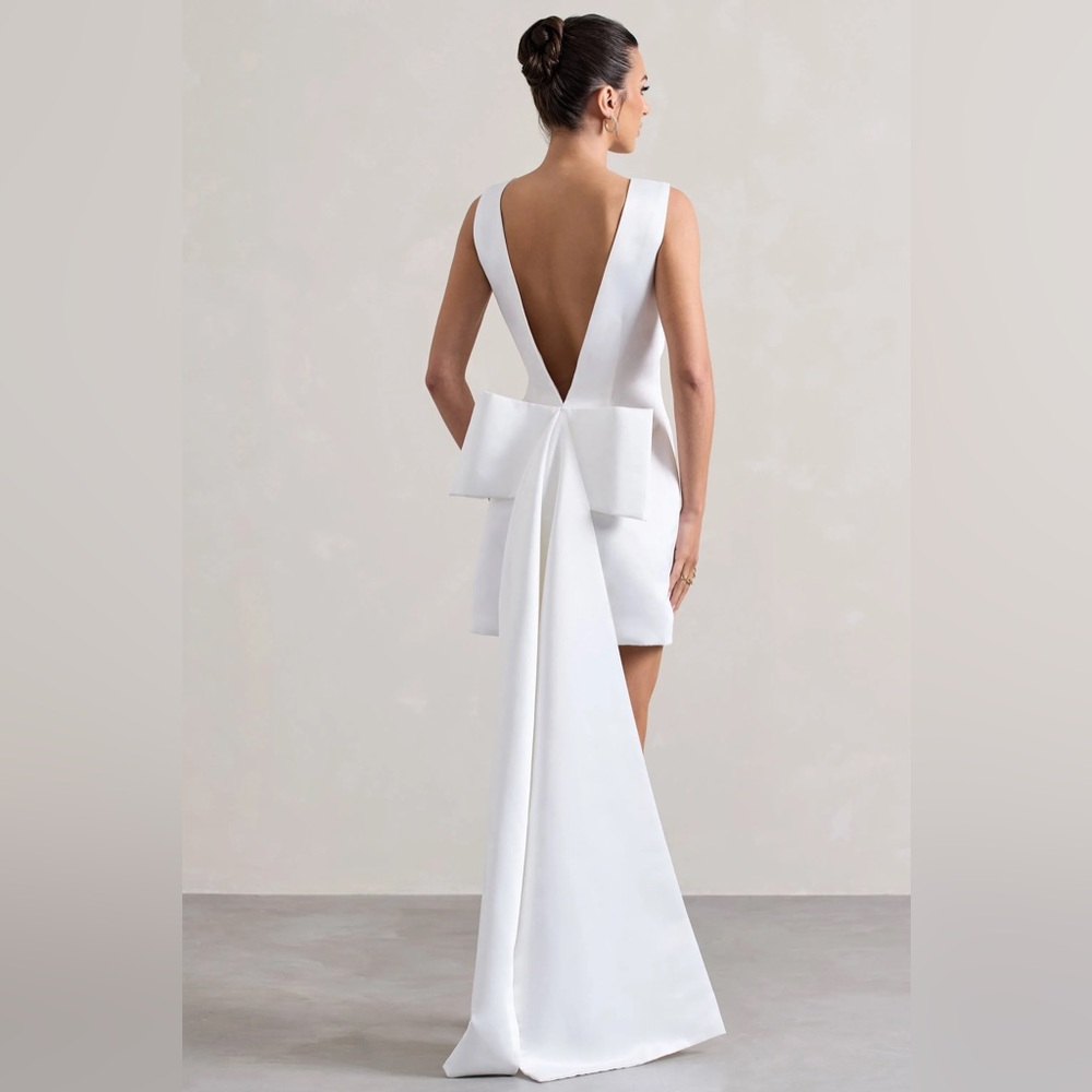 Club L London White Peace Satin Mini Dress
